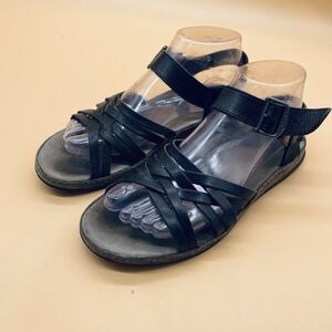 Chaco Fallon Black Leather Summer Sandals Womens Size 7 EU 38‎ Comfort